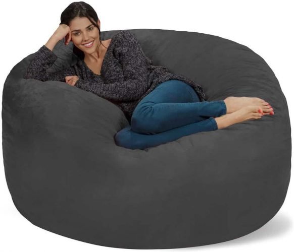 Chill Sack Bean Bag Chair- Giant 5′ Memory Foam Furniture Bean Bag – Big Sofa with Soft Micro Fiber Cover – Charcoal Chill Sack Bean Bag Chair: Giant 5' Memory Foam Furniture Bean Bag - Big Sofa with Soft Micro Fiber Cover - Charcoal