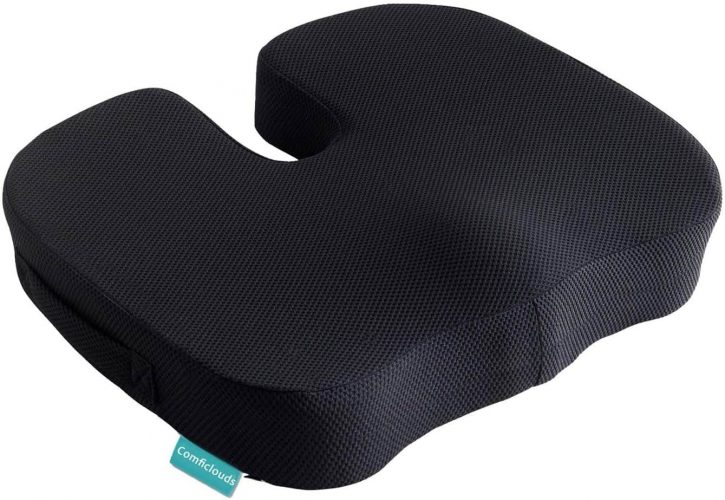 Coccyx Seat Cushion Orthopedic Memory Foam Seat Cushion for Car Office Wheelchair desk, Comfort Chair Tailbone Pillow, Ventilated Designed for Hip Back Sciatica Pain Relief,Non-Slip Portable black