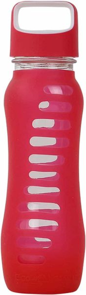 EcoVessel SURF Sport Glass Water Bottle with Protective Silicone Sleeve and Loop Top - 22 Ounces