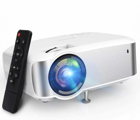 Projector, TOPVISION 1080P Supported Led Projector with 5500L,60,000 Hrs Movie Projector for Indoor/Outdoor Use, Compatible with Fire TV Stick, PS4