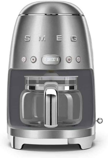 Smeg 1950's Retro Style 10 Cup Programmable Coffee Maker Machine (Stainless Steel)