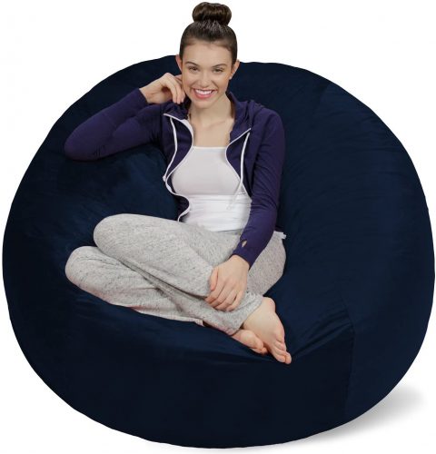 Sofa Sack - Plush Ultra Soft Bean Bags Chairs for Kids, Teens, Adults - Memory Foam Beanless Bag Chair with Microsuede Cover - Foam Filled Furniture for Dorm Room - Navy 5'