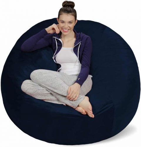 Sofa Sack – Plush Ultra Soft Bean Bags Chairs for Kids, Teens, Adults – Memory Foam Beanless Bag Chair with Microsuede Cover – Foam Filled Furniture for Dorm Room – Navy 5′ Sofa Sack - Plush Ultra Soft Bean Bags Chairs for Kids, Teens, Adults - Memory Foam Beanless Bag Chair with Microsuede Cover - Foam Filled Furniture for Dorm Room - Navy 5'
