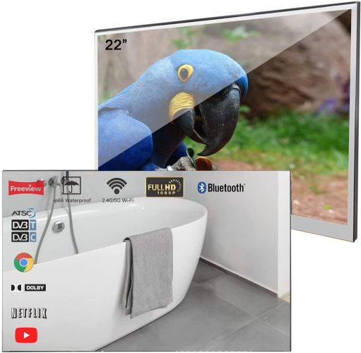 Soulaca- Velasting 22 inches Bluetooth Smart LED TV for Bathroom Magic Mirror Television SPA Android